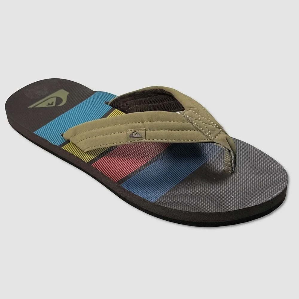 Quiksilver Quilted Sandals / Flip-Flops - NWT Mens 11 Brown / Olive - #49679-L7